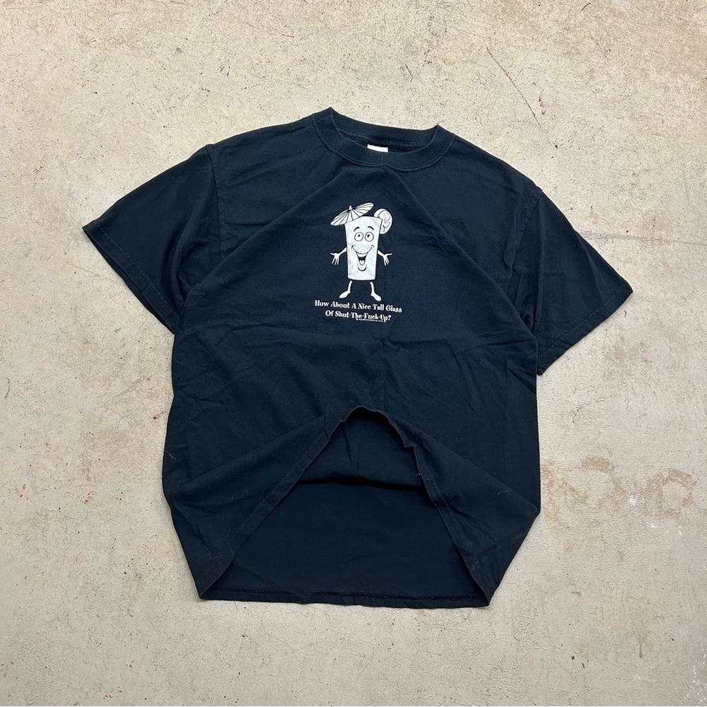 Vintage 1990s Gildan Funny Quote Humor Graphic Short Sleeve Tshirt Men’s L Black